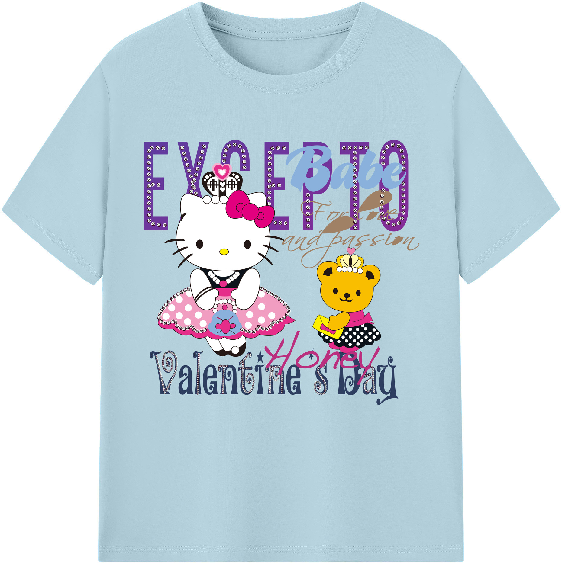（画像用） Hello Kitty ハローキティ 綿100％半袖Tシャツ（フロントプリント）